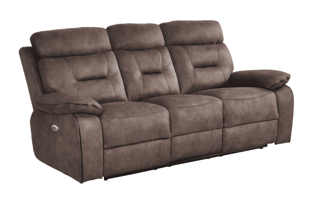 Foster Brown Fabric Electric Recliner 3+1 Seater Sofa Set