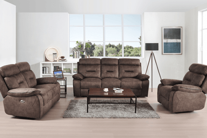 Foster Brown Fabric Electric Recliner 3+2+1 Seater Sofa Set - Furniture Instore
