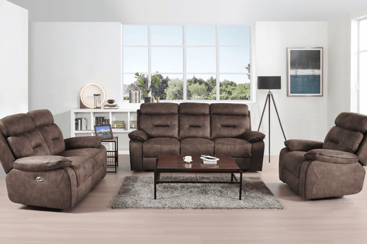 Foster Brown Fabric Electric Recliner 3+2+1 Seater Sofa Set - Furniture Instore