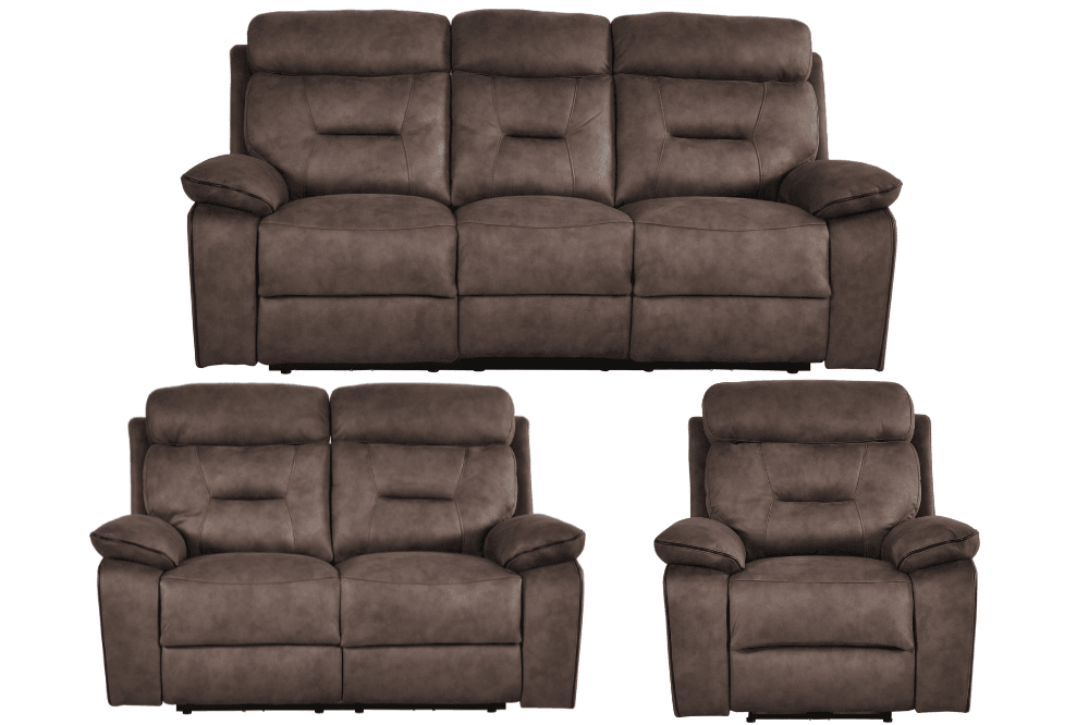 Foster Brown Fabric Electric Recliner 3+2+1 Seater Sofa Set