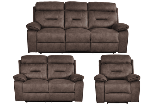 Foster Brown Fabric Electric Recliner 3+2+1 Seater Sofa Set