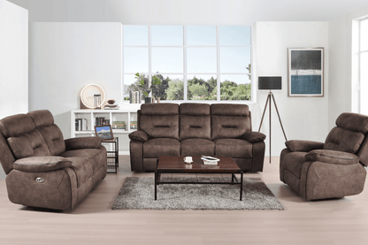 Foster Brown Fabric Electric Recliner 3+2+1 Seater Sofa Set