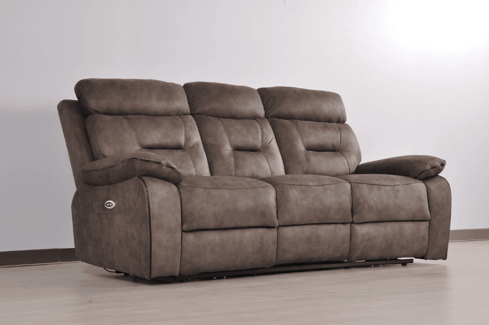 Foster Brown Fabric Electric Recliner 3+2+1 Seater Sofa Set