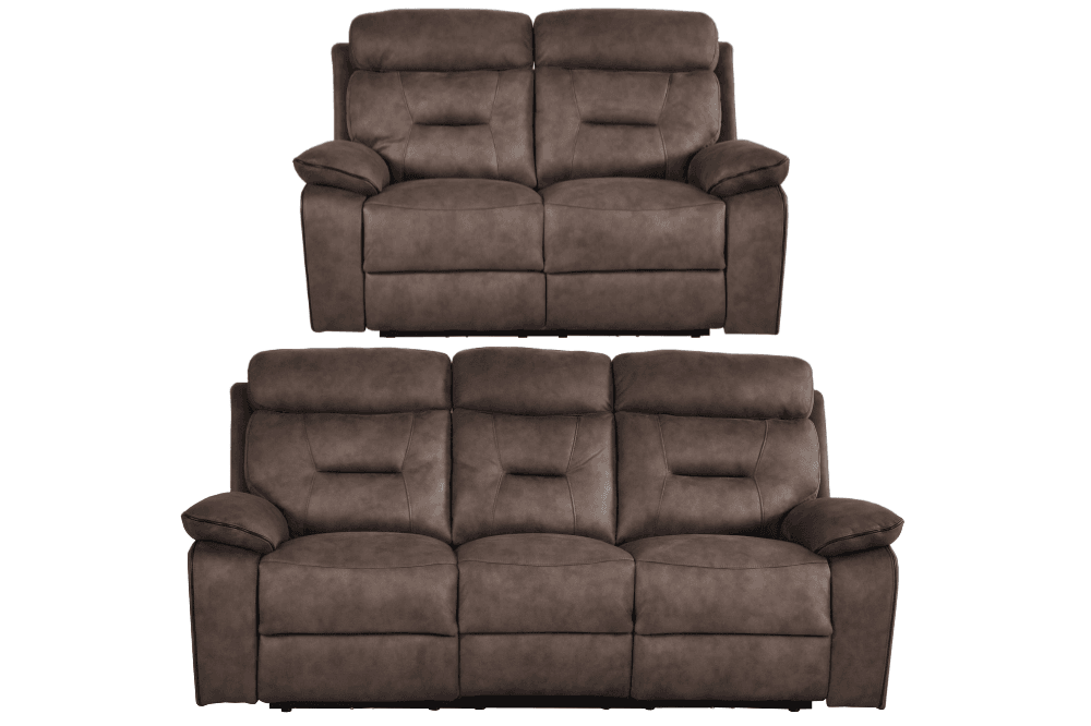 Foster Brown Fabric Electric Recliner 3+2 Seater Sofa Set