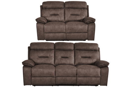 Foster Brown Fabric Electric Recliner 3+2 Seater Sofa Set