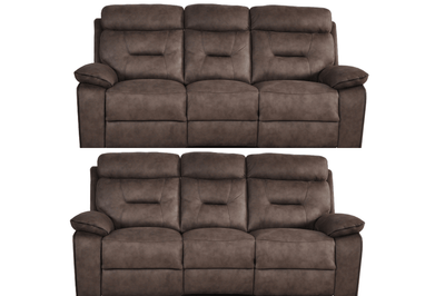 Foster Brown Fabric Electric Recliner 3+3 Seater Sofa Set
