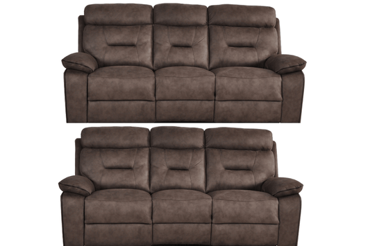 Foster Brown Fabric Electric Recliner 3+3 Seater Sofa Set - Furniture Instore