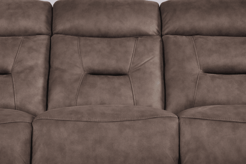 Close-up of Foster Brown Fabric Electric Recliner 3-Seater Sofa – FurnitureInStore