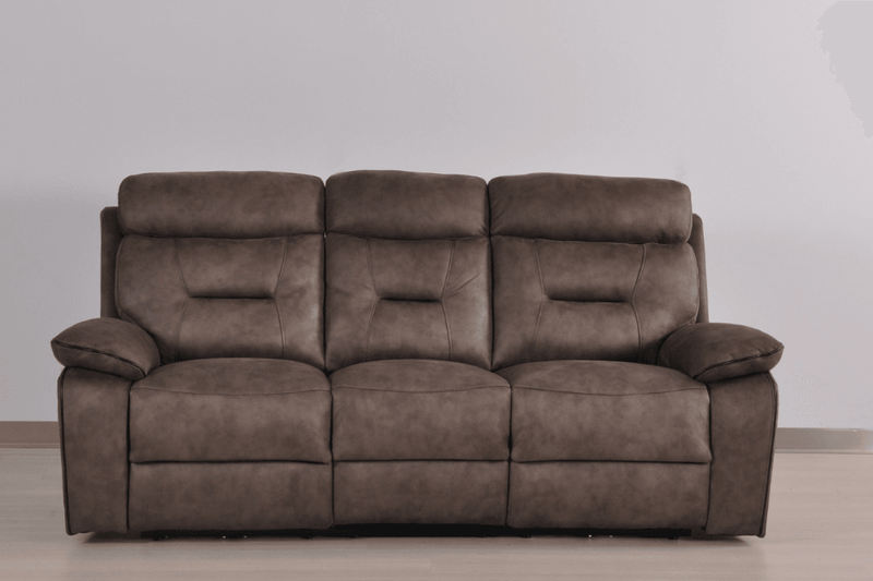 Foster Brown Fabric Electric Recliner 3 Seater Sofa - Furniture Instore