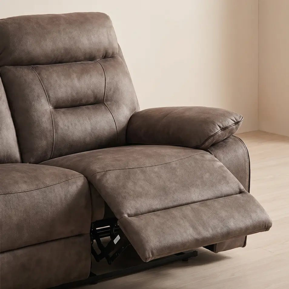 Foster Brown Fabric Electric Recliner 3 Seater Sofa - Furniture Instore