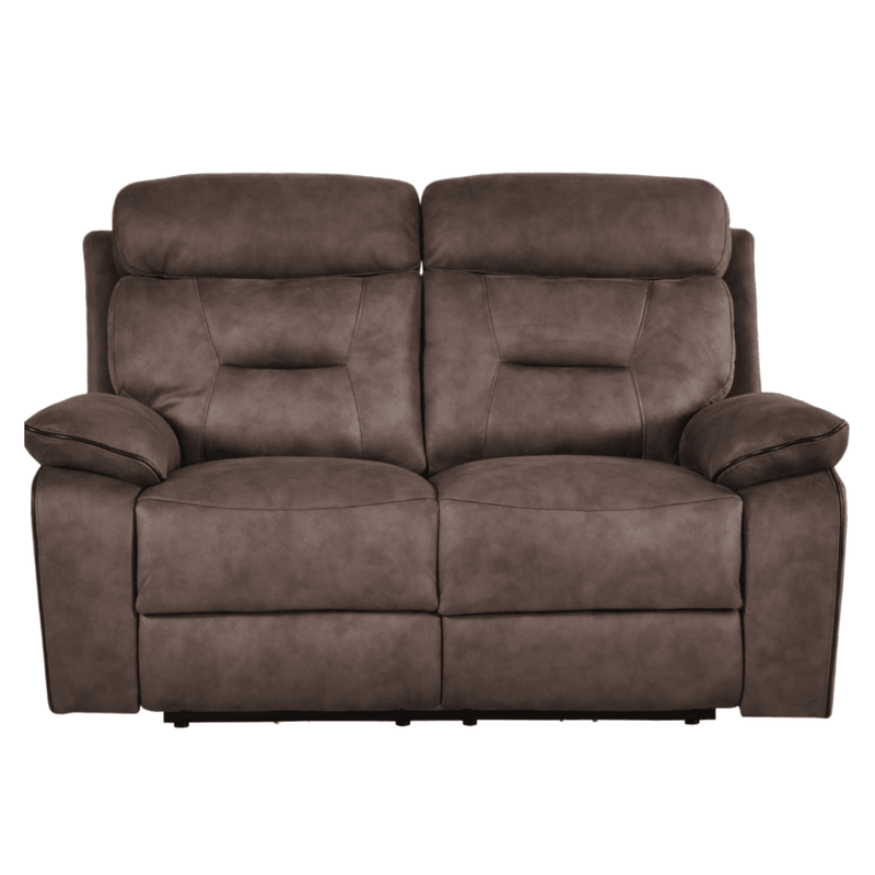 Brown leather reclining sofa on a white background