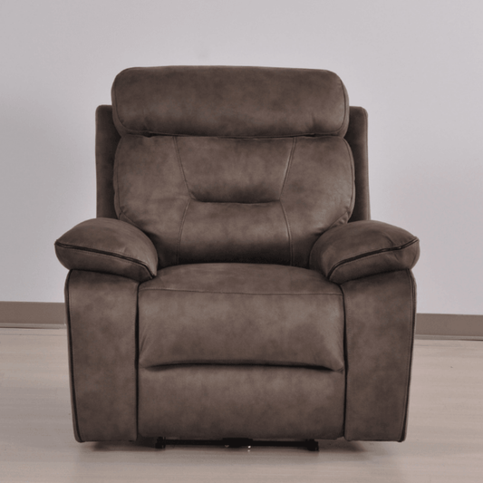 Brown recliner chair on a plain background
