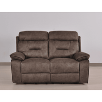 Brown leather reclining sofa on a plain background