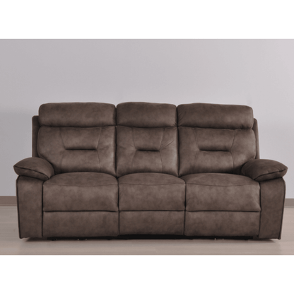 Brown leather sofa against a plain background