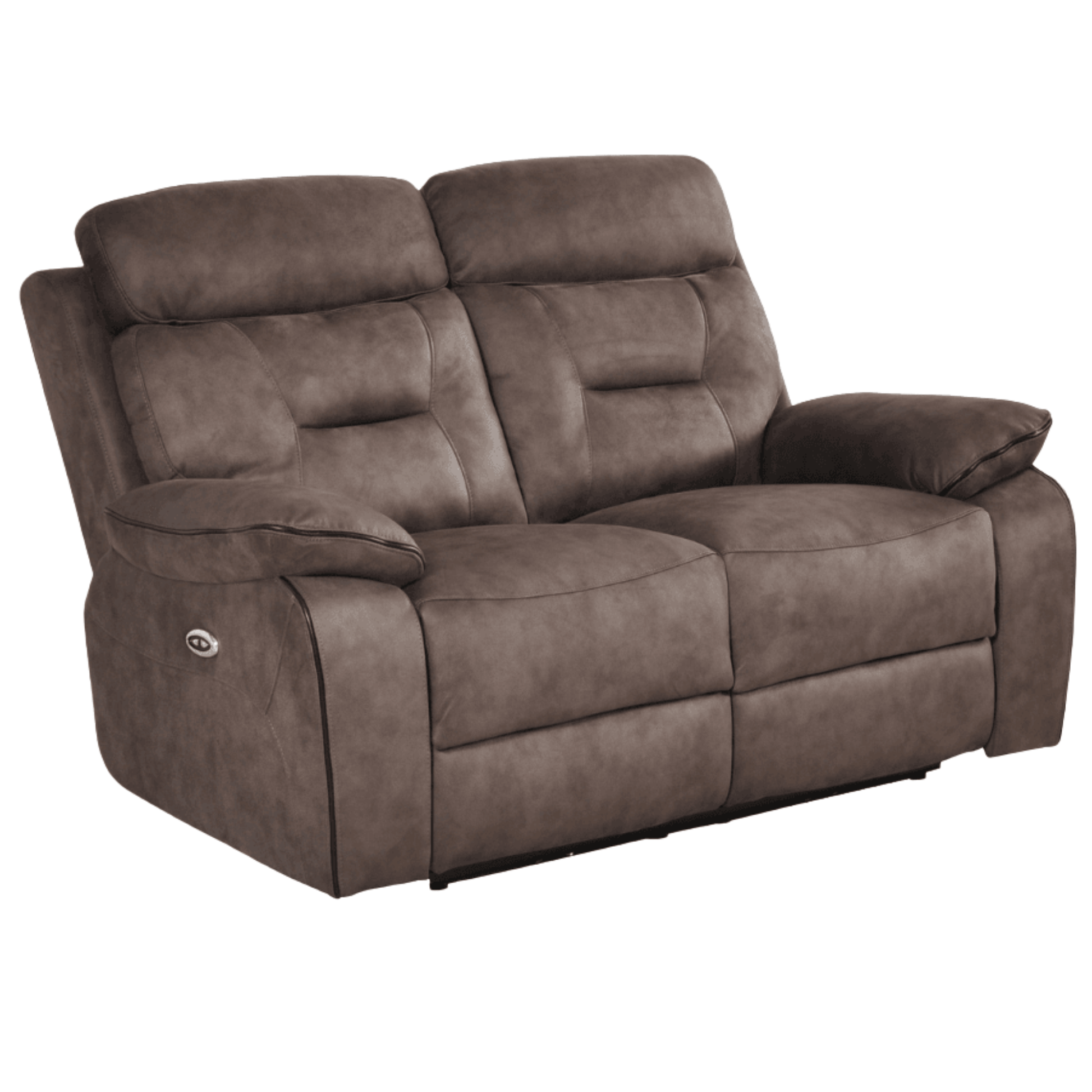 Brown reclining sofa on a white background