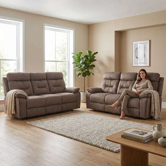 Foster Brown Fabric Electric Recliner 3+3
