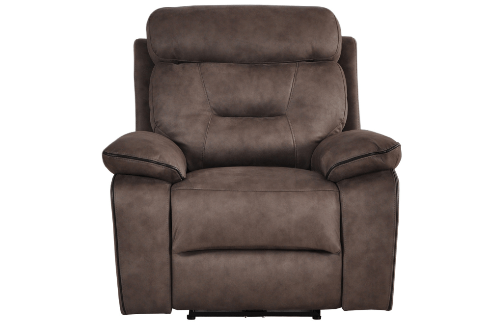 Foster Brown Fabric Electric Recliner 1 Seater Sofa Set - Furniture Instore