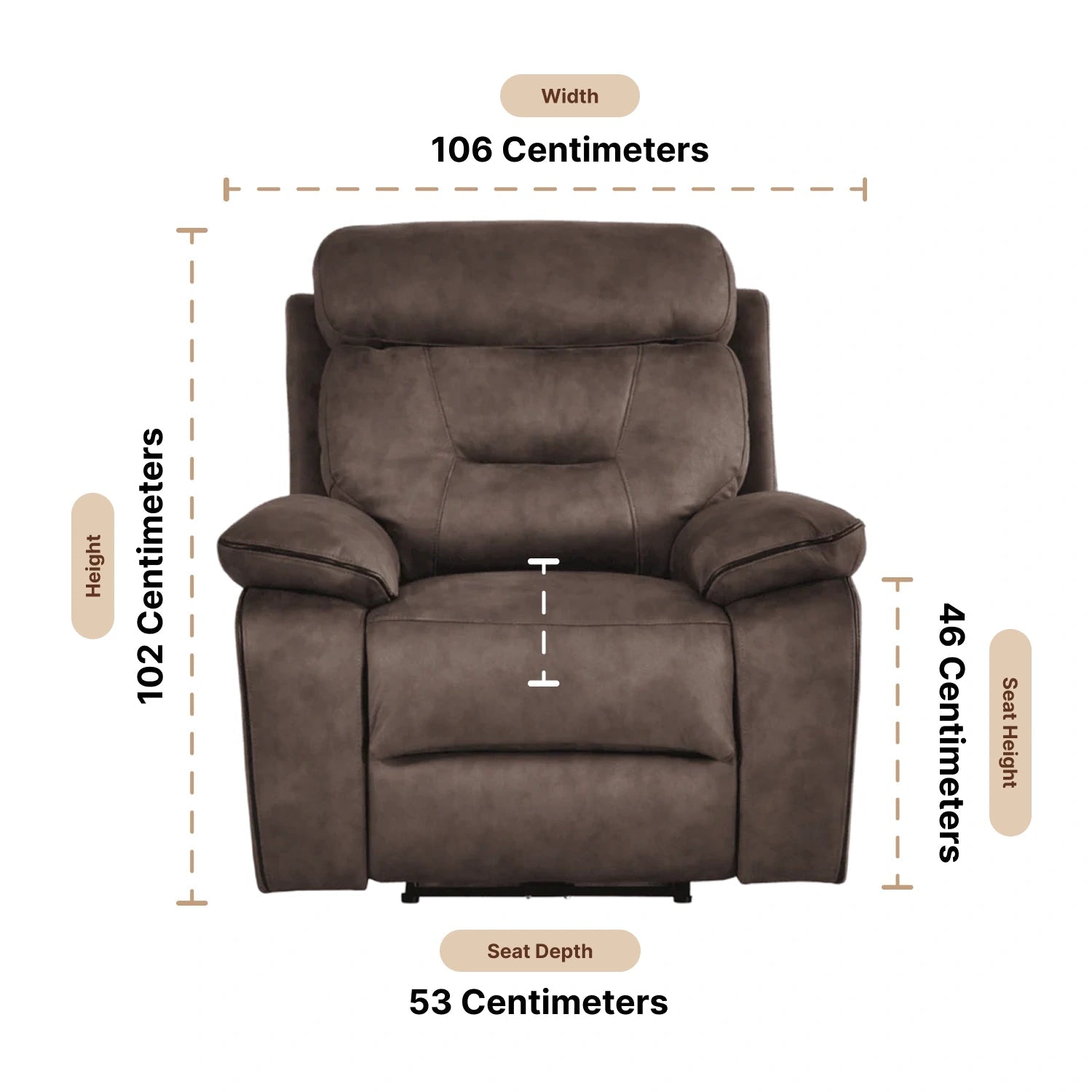 Foster Brown Fabric Electric Recliner Armchair - Furniture Instore