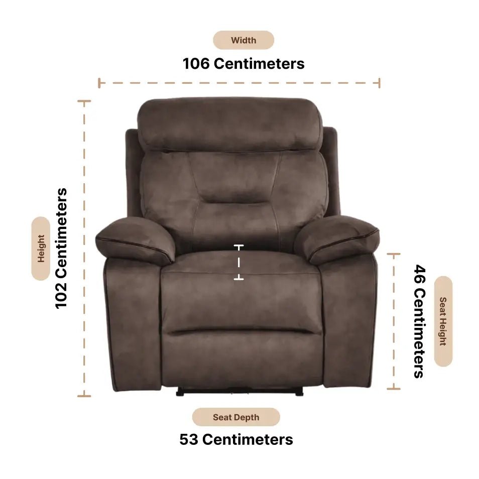 Foster Brown Fabric Electric Recliner Armchair - Furniture Instore