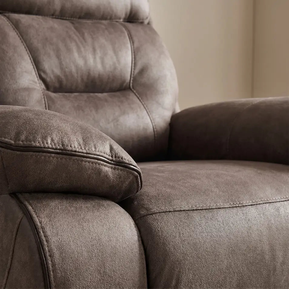 Foster Brown Fabric Electric Recliner Armchair - Furniture Instore