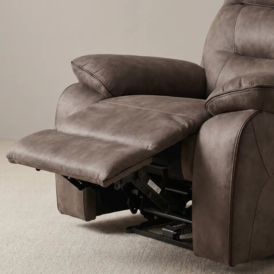 Foster Brown Fabric Electric Recliner Armchair - Furniture Instore