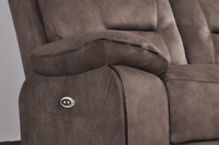 Close-up showing fabric and stitching on the Foster Brown Recliner Armchair – FurnitureInStore