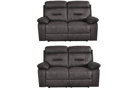 Foster Dark Grey Fabric Electric Recliner 2+2 Seater Sofa Set - Furniture Instore