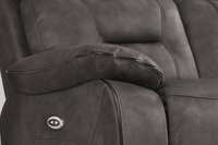 Close-up of the Foster Dark Grey Fabric Electric Recliner 2-Seater Sofa – FurnitureInStore