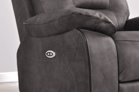 Close-up angle of the seat cushions on the Foster Dark Grey 2-Seater Recliner Sofa – FurnitureInStore