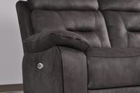 Close-up of the Foster Dark Grey Fabric Electric Recliner 2-Seater Sofa – FurnitureInStore
