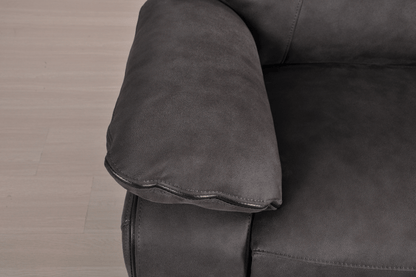 Detailed close-up of stitching and upholstery on Foster Dark Grey Electric Recliner 2-Seater Sofa – FurnitureInStore