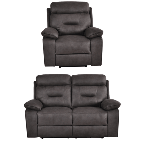Foster Dark Grey Fabric Electric Recliner 2+1 Seater Sofa Set