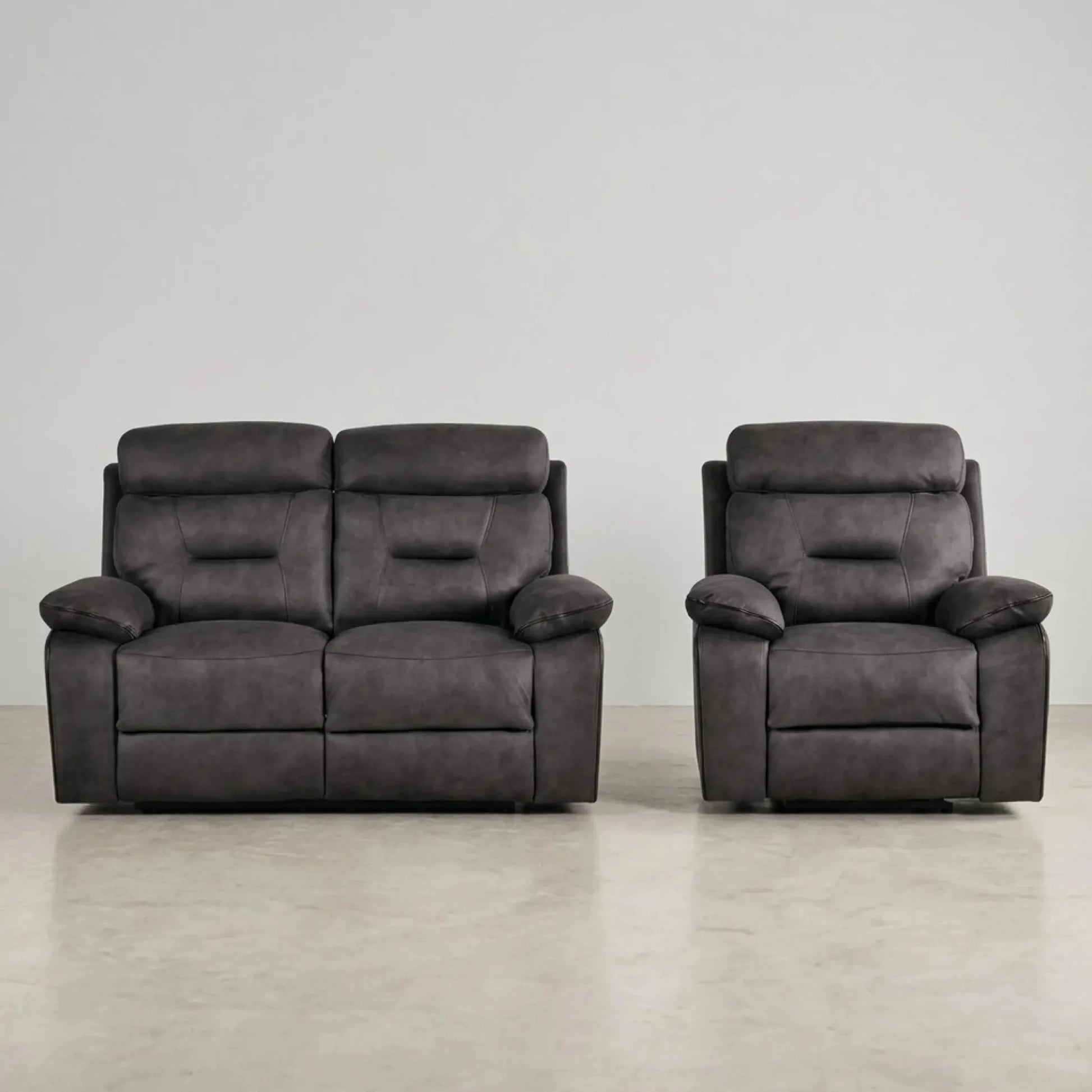 Foster Dark Grey Fabric Electric Recliner 2+1 Seater Sofa Set - Furniture Instore