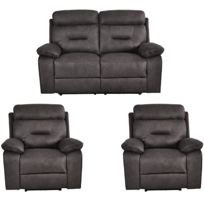 Foster Dark Grey Fabric Electric Recliner 2+1+1 Seater Sofa Set
