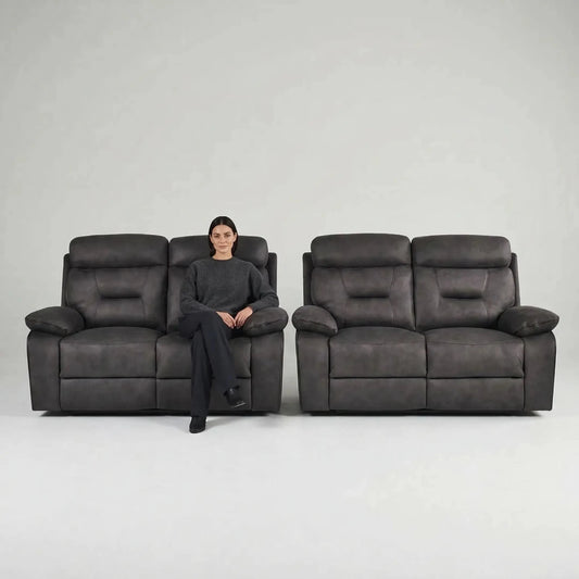 Foster Dark Grey Fabric Electric Recliner 2+2 Seater Sofa Set - Furniture Instore