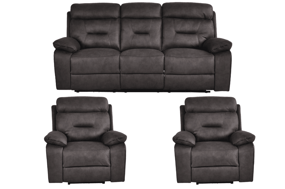 Foster Grey Fabric Electric Recliner 3+1+1 Seater Sofa Set