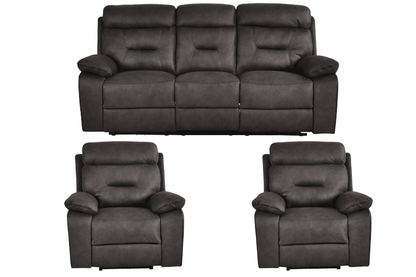 Foster Grey Fabric Electric Recliner 3+1+1 Seater Sofa Set