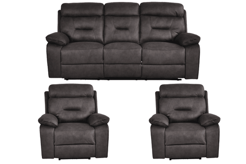 Foster Grey Fabric Electric Recliner 3+1+1 Seater Sofa Set