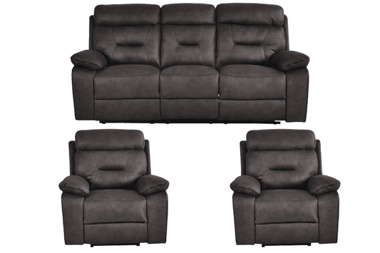 Foster Grey Fabric Electric Recliner 3+1+1 Seater Sofa Set