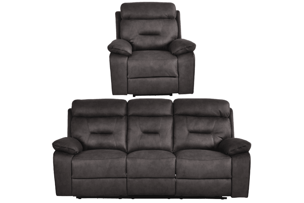 Foster Grey Fabric Electric Recliner 3+1 Seater Sofa Set