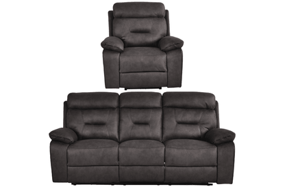 Foster Grey Fabric Electric Recliner 3+1 Seater Sofa Set