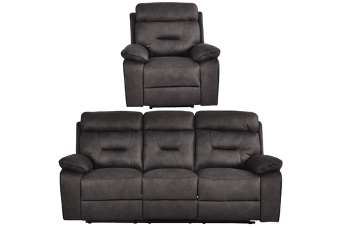 Foster Grey Fabric Electric Recliner 3+1 Seater Sofa Set