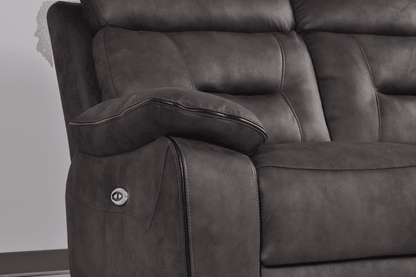 Foster Grey Fabric Electric Recliner 3+1 Seater Sofa Set