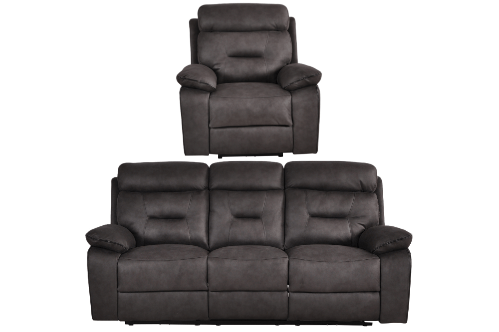 Foster Dark Grey Fabric Electric Recliner 3+1 Seater Sofa Set - Furniture Instore