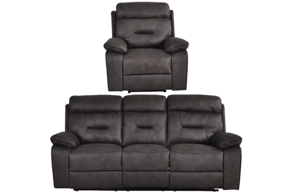 Foster Dark Grey Fabric Electric Recliner 3+1 Seater Sofa Set - Furniture Instore