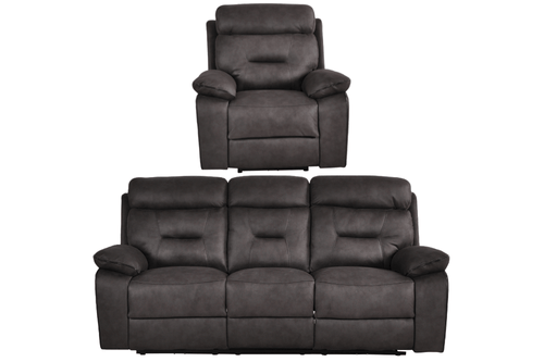 Foster Dark Grey Fabric Electric Recliner 3+1 Seater Sofa Set