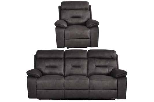 Foster Dark Grey Fabric Electric Recliner 3+1 Seater Sofa Set - Furniture Instore