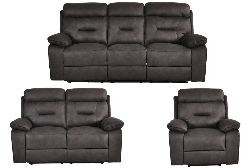 Foster Dark Grey Fabric Electric Recliner 3+2+1 Seater Sofa Set - Furniture Instore