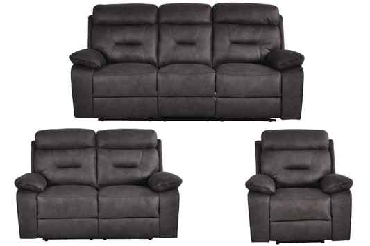 Foster Dark Grey Fabric Electric Recliner 3+2+1 Seater Sofa Set - Furniture Instore