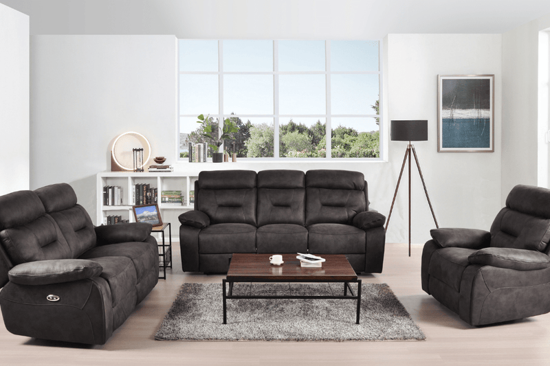 Foster Dark Grey Fabric Electric Recliner 3+2+1 Seater Sofa Set - Furniture Instore